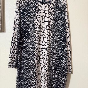 Michael Kors Black and White Long Sleeve Dress